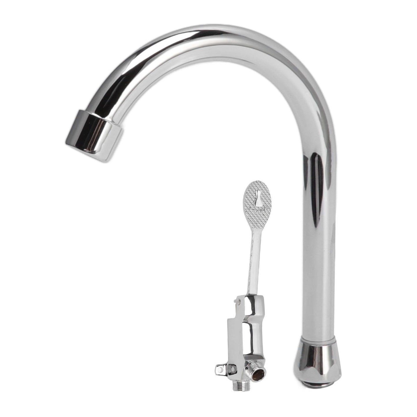 Foot Pedal Faucet Set Stainless Steel Hands Free Silver Touchless Floor Mount Foot Control Water Tap Kit