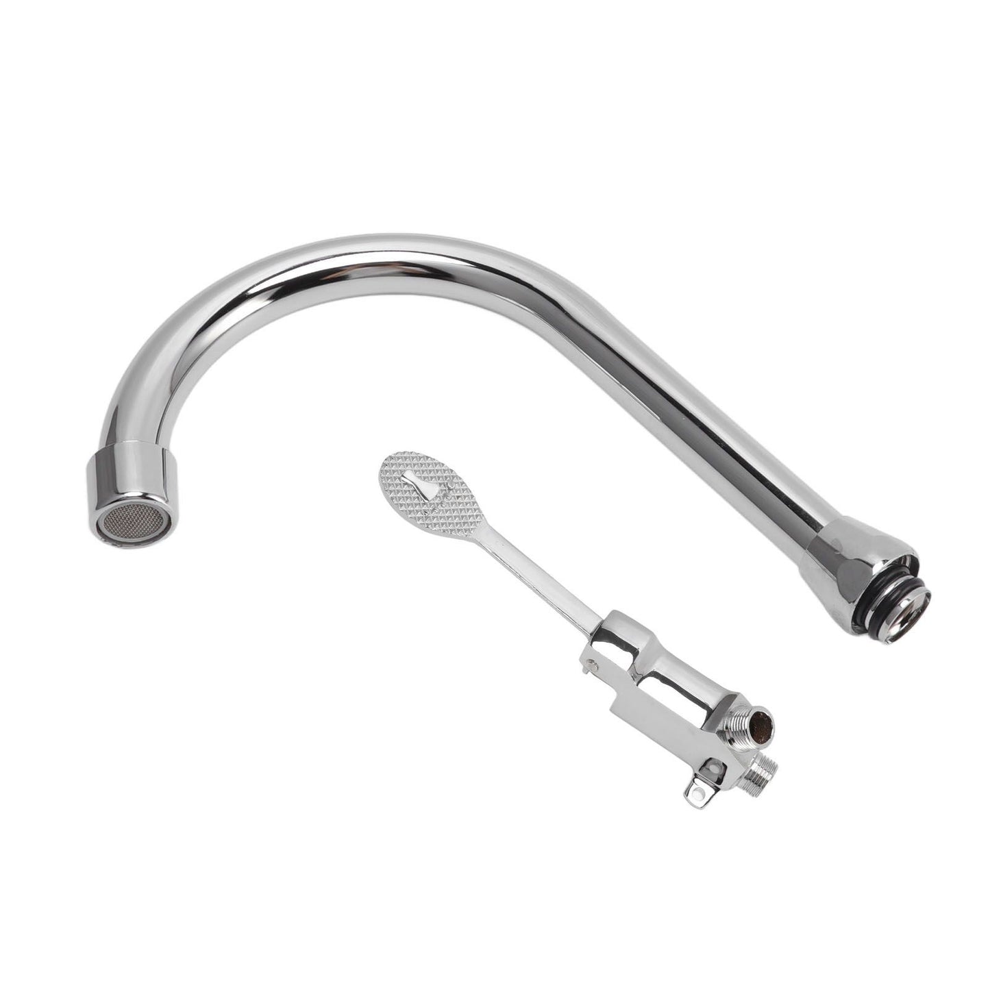 Foot Pedal Faucet Set Stainless Steel Hands Free Silver Touchless Floor Mount Foot Control Water Tap Kit