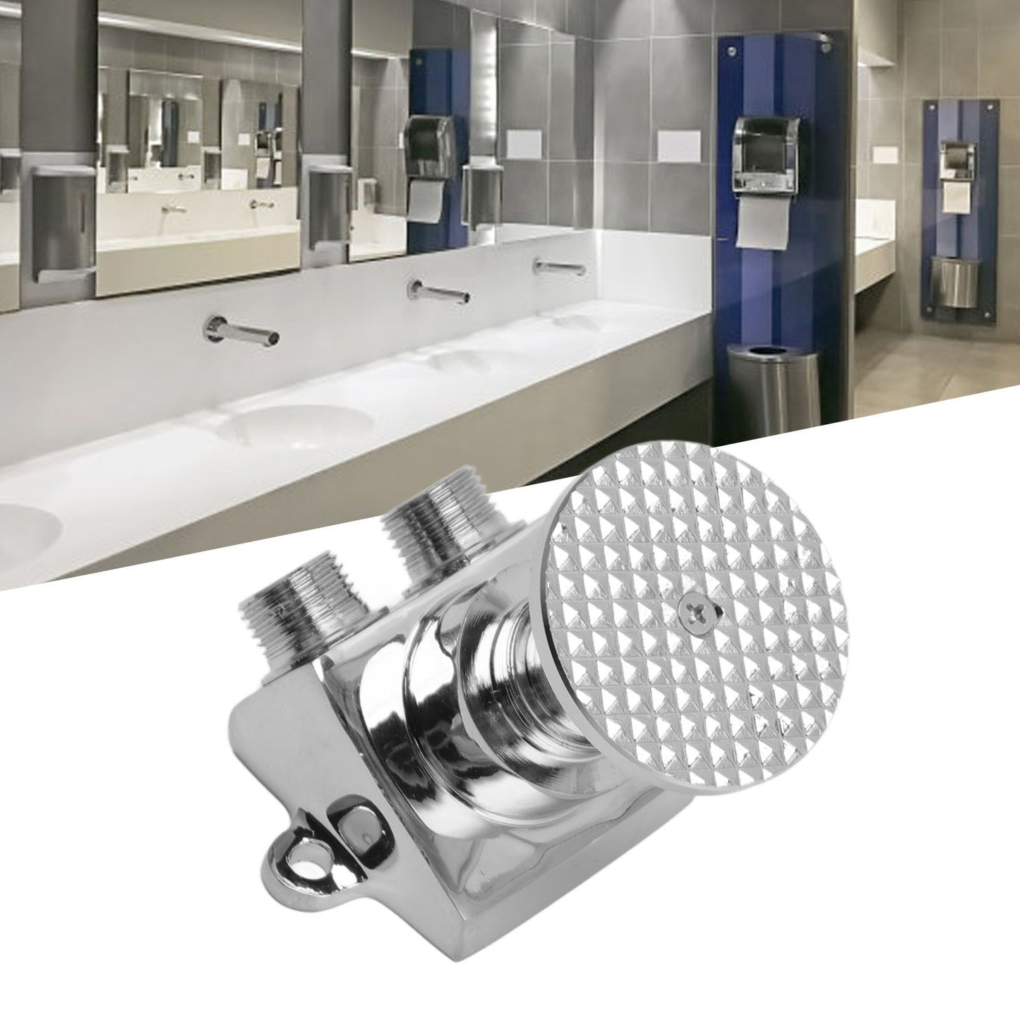Floor Mount Pedal Valve Stainless Steel Water Saving Foot Pedal Water Tap Control Switch Valve for Public Places Double Outlet