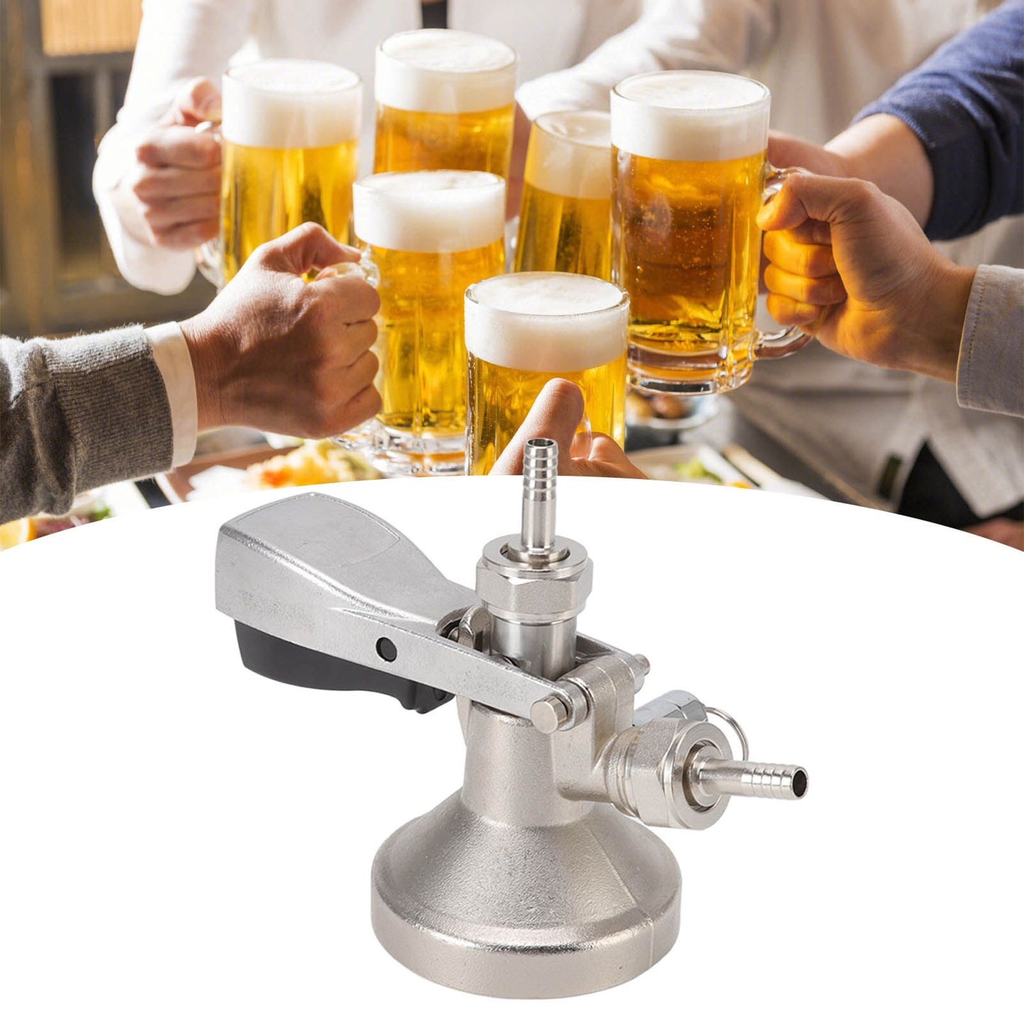 G Type Beer Keg Coupler Stainless Steel Probe Brass Body Triangular Beer Dispenser Accessory for Bar Party