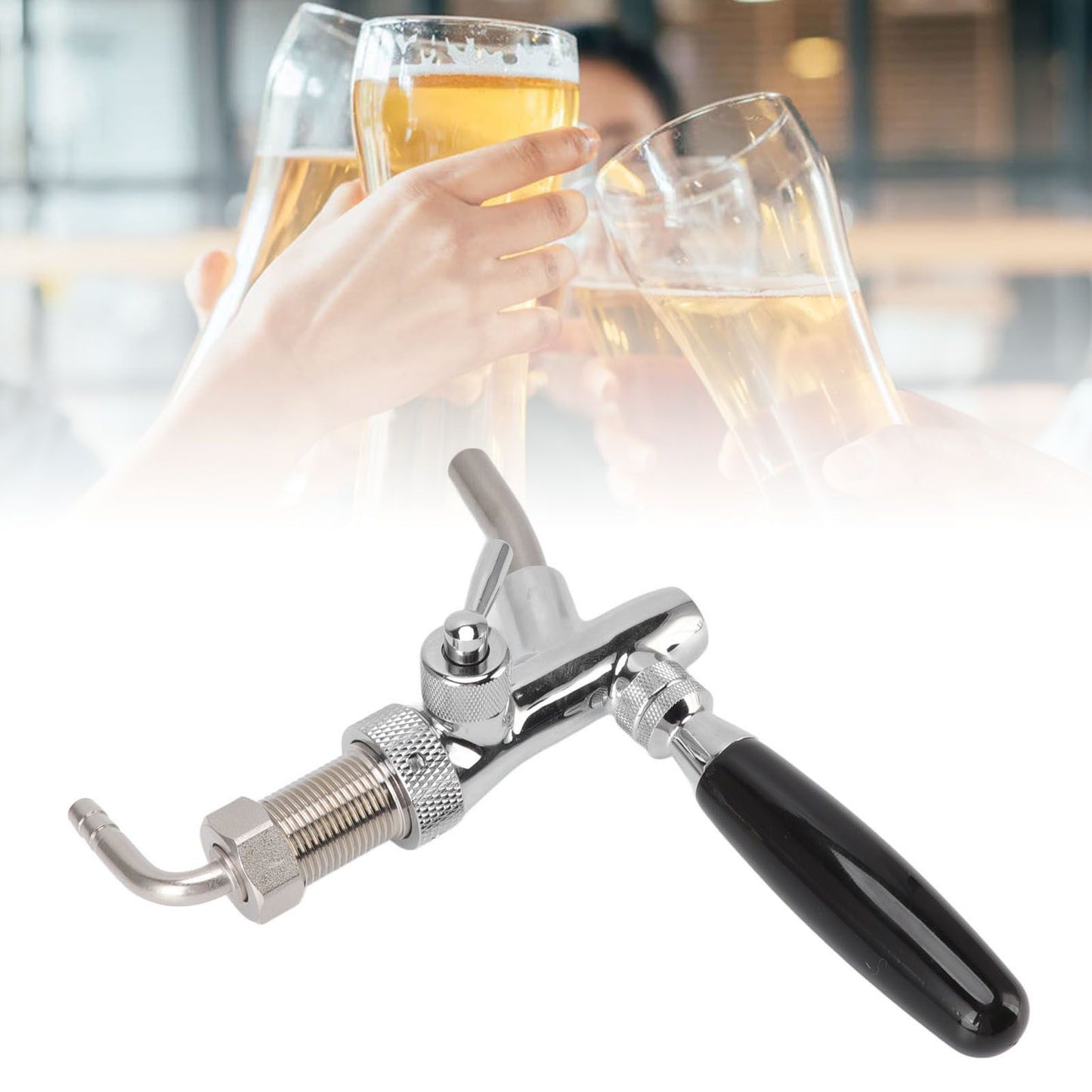 G5/8 Beer Tap Faucet Stainless Steel 304 Draft Beer Dispenser Faucet Beer Flow Control Tool for Bar