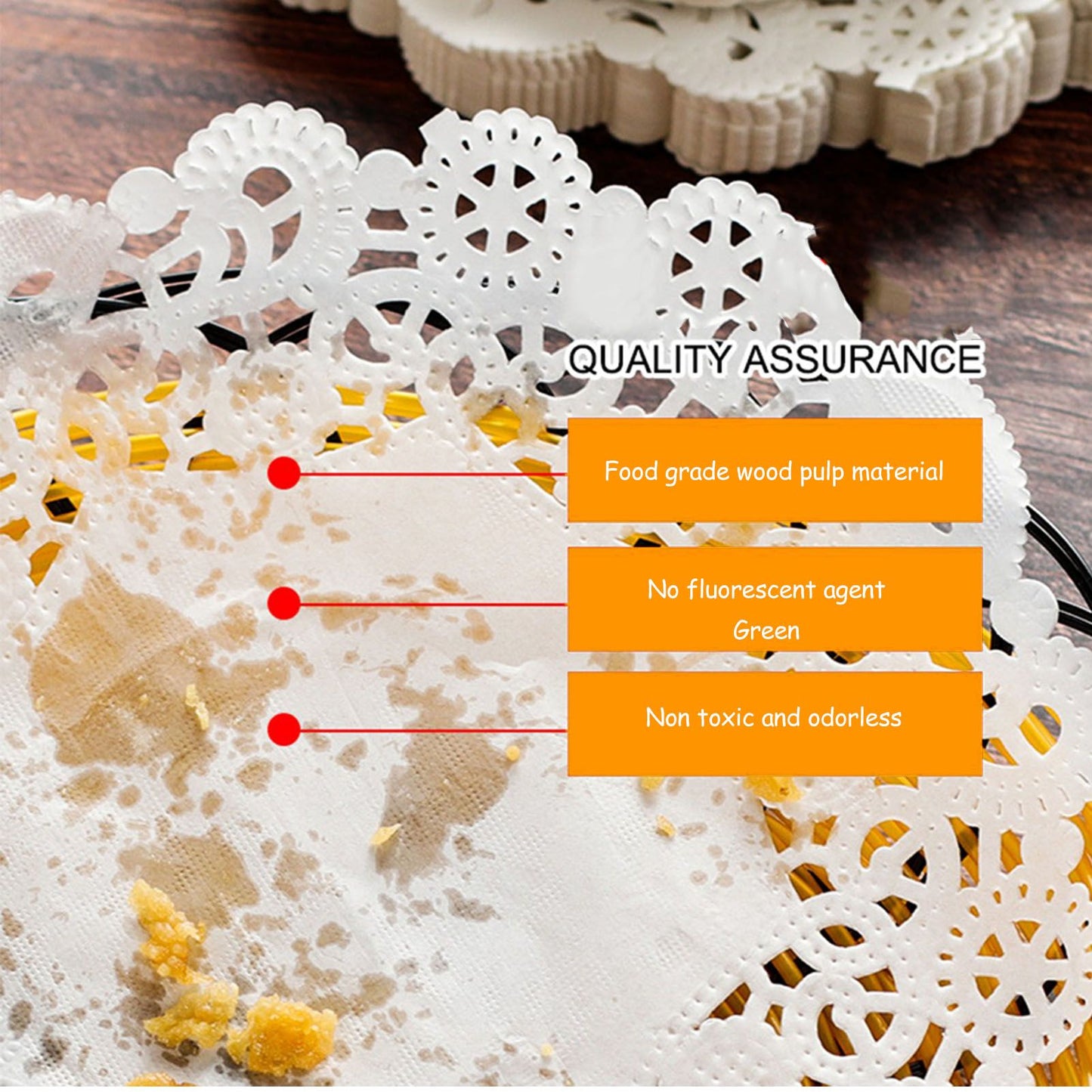 150pcs White Lace Round Paper Doilies Disposable Hollow Flower Oil Absorbing Paper for Fried Food Pizza Desserts Cake 150pcs Oil Absorbing Paper