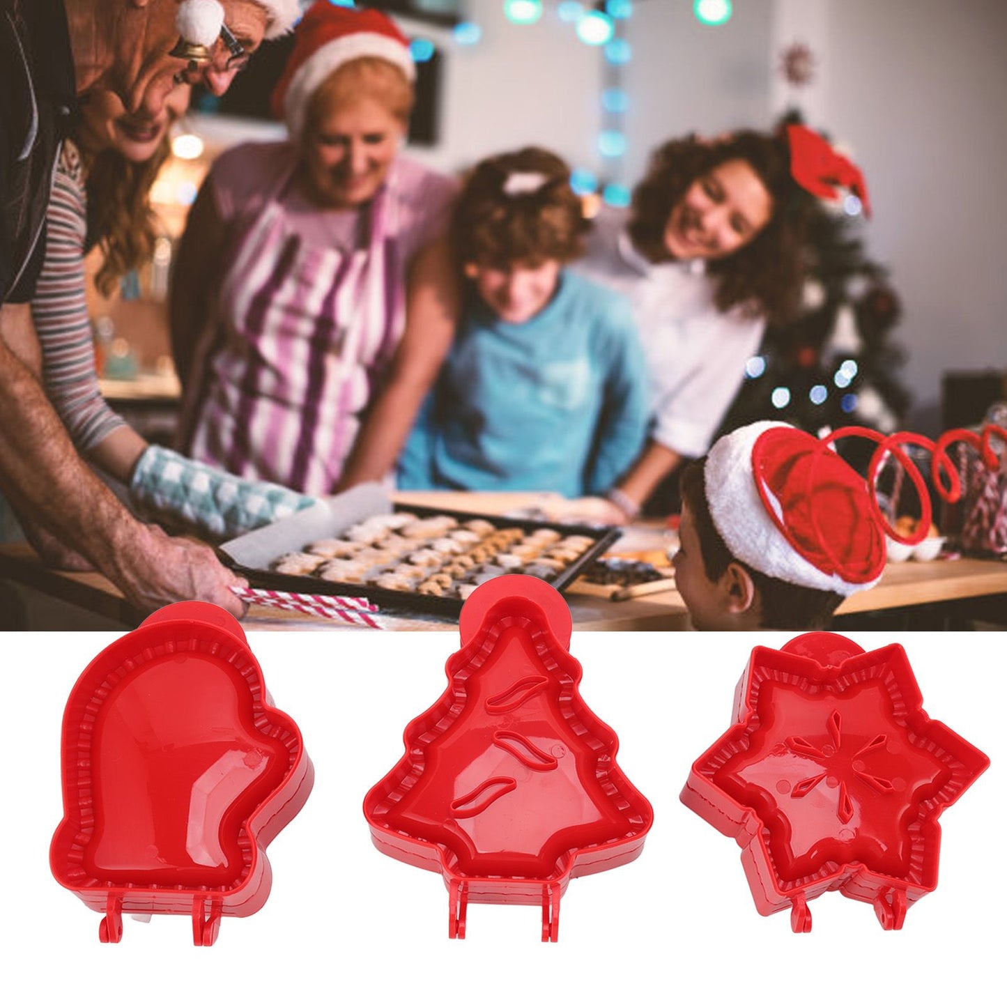 3 Pcs Pocket Pie Molds Christmas Tree Star Glove Shape Dough Presser Mini Hand Pie Mold Set Pie Maker for Christmas Baking
