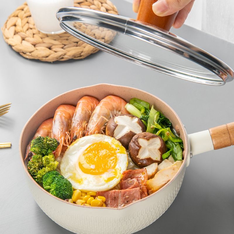 Japanese Style Saucepan Nonstick Milk Noodle Soup Sauce Pan Baby Food Cooking Pot White 20cm