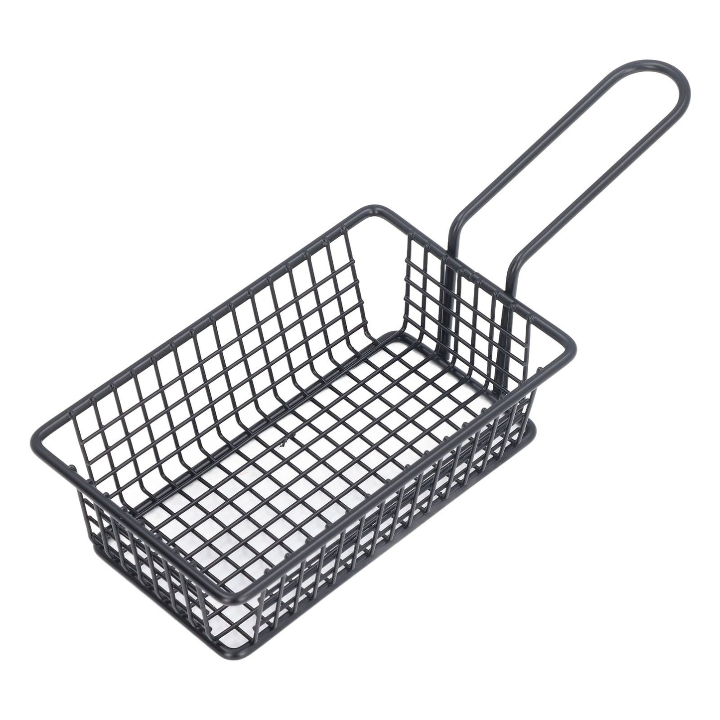 Fryer Basket Food Grade Stainless Steel French Fry Holder Frying Strainer with Handle for Restaurant Home Short Rectangle