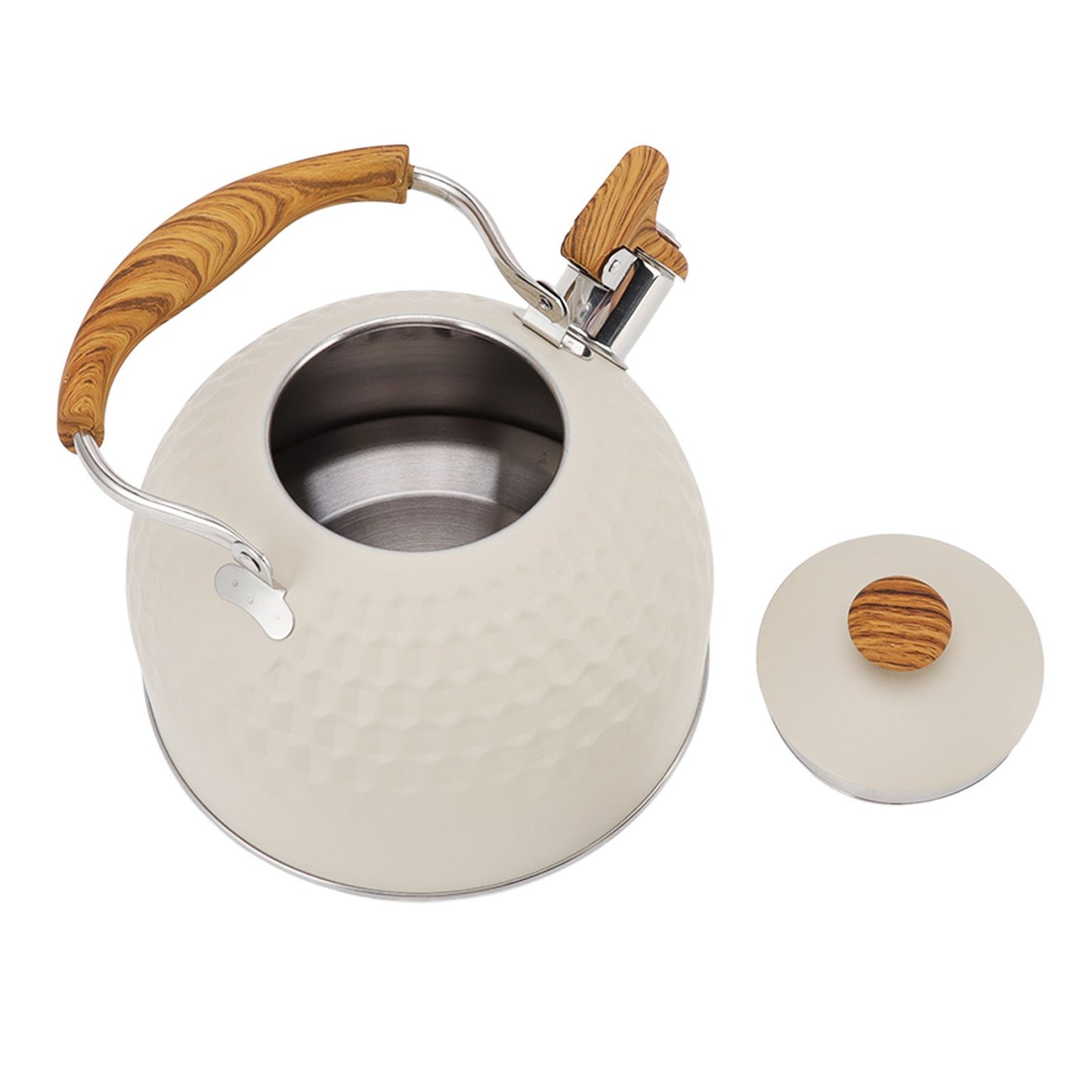 Whistling Kettle 2.5L Stainless Steel Efficient Uniform Heating Stovetop Whistling Tea Pot with Heat Insulation Handle