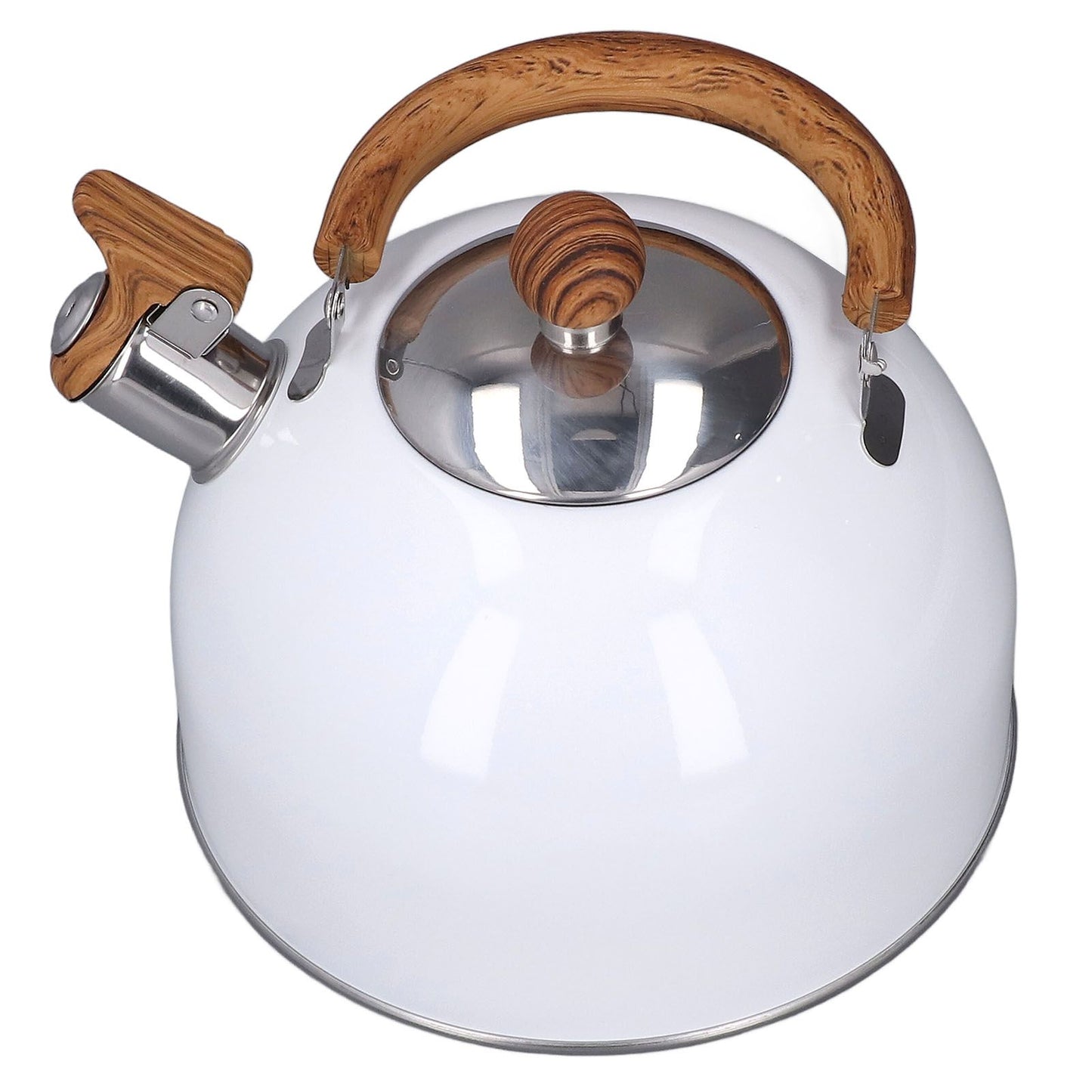 Whistling Kettle 2.5L Capacity White 304 Stainless Steel Fast Heating Ergonomic Handle Home Whistling Kettle