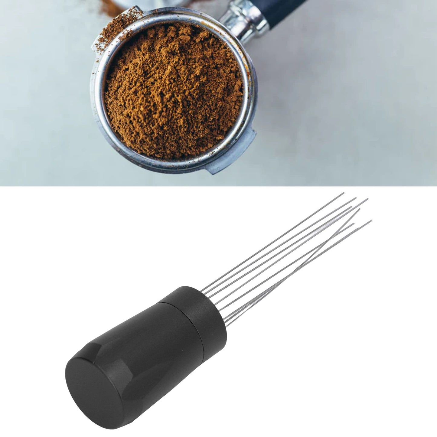 Coffee Distribution Tool Stainless Steel Aluminum Alloy Ergonomic Handle Easy Cleaning Coffee Tool for Cafe Black with Magnet