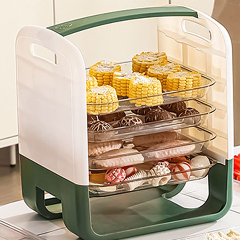 Four Layers Dish Preparation Plate Drawer Design Plastic Vegetable Preparation Rack Kitchen Storage Rack Green