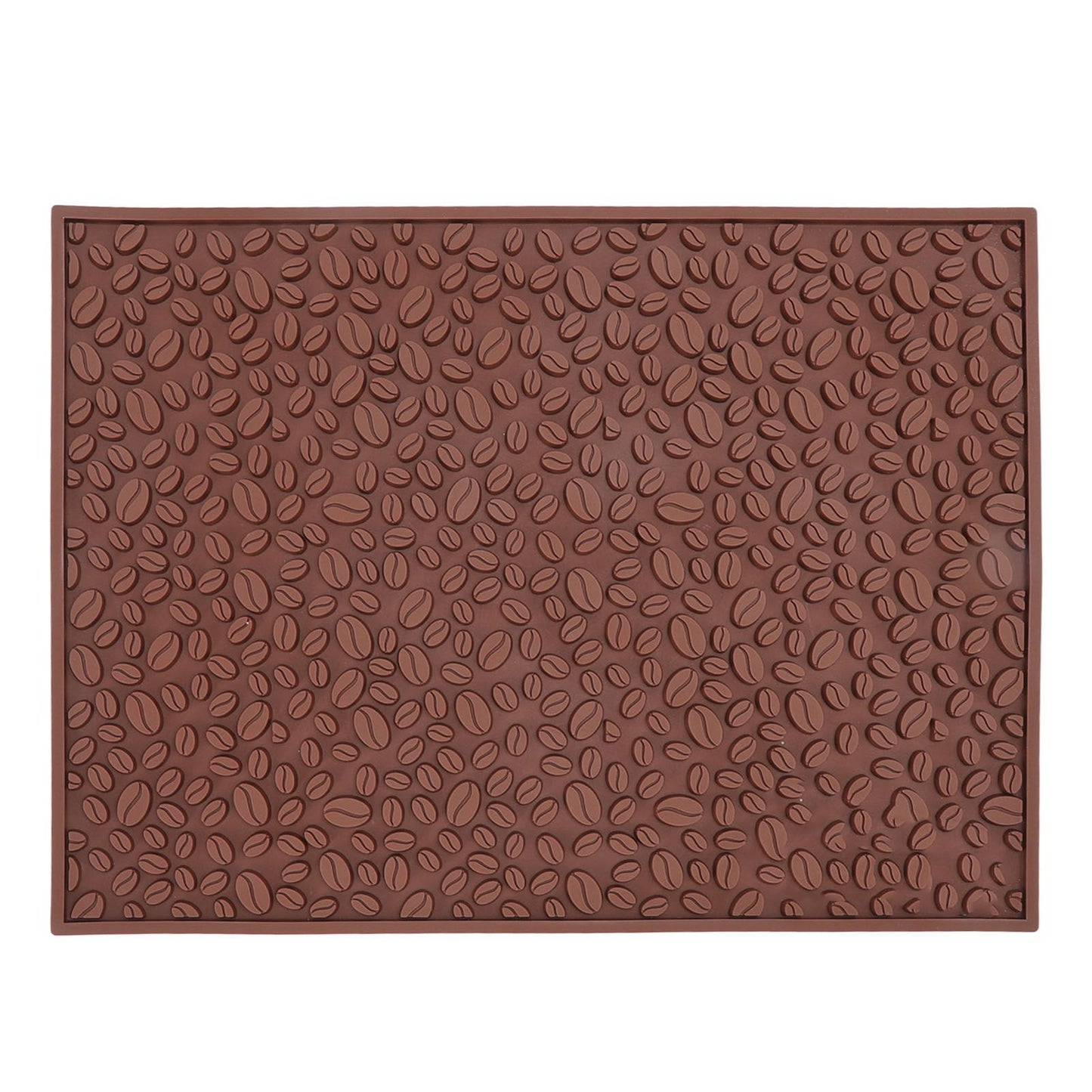 Non Slip Cup Mat Coffee Bean Design Desktop Bar Counter PVC Pad for Water Draining Filtering Brown