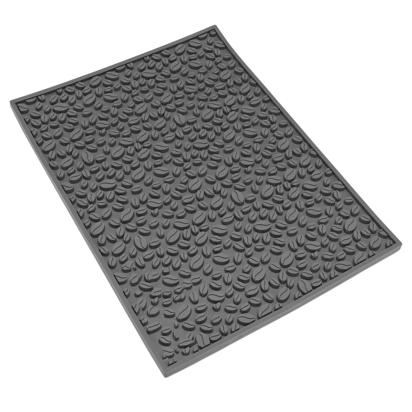Non Slip Cup Mat Coffee Bean Design Desktop Bar Counter PVC Pad for Water Draining Filtering Grey