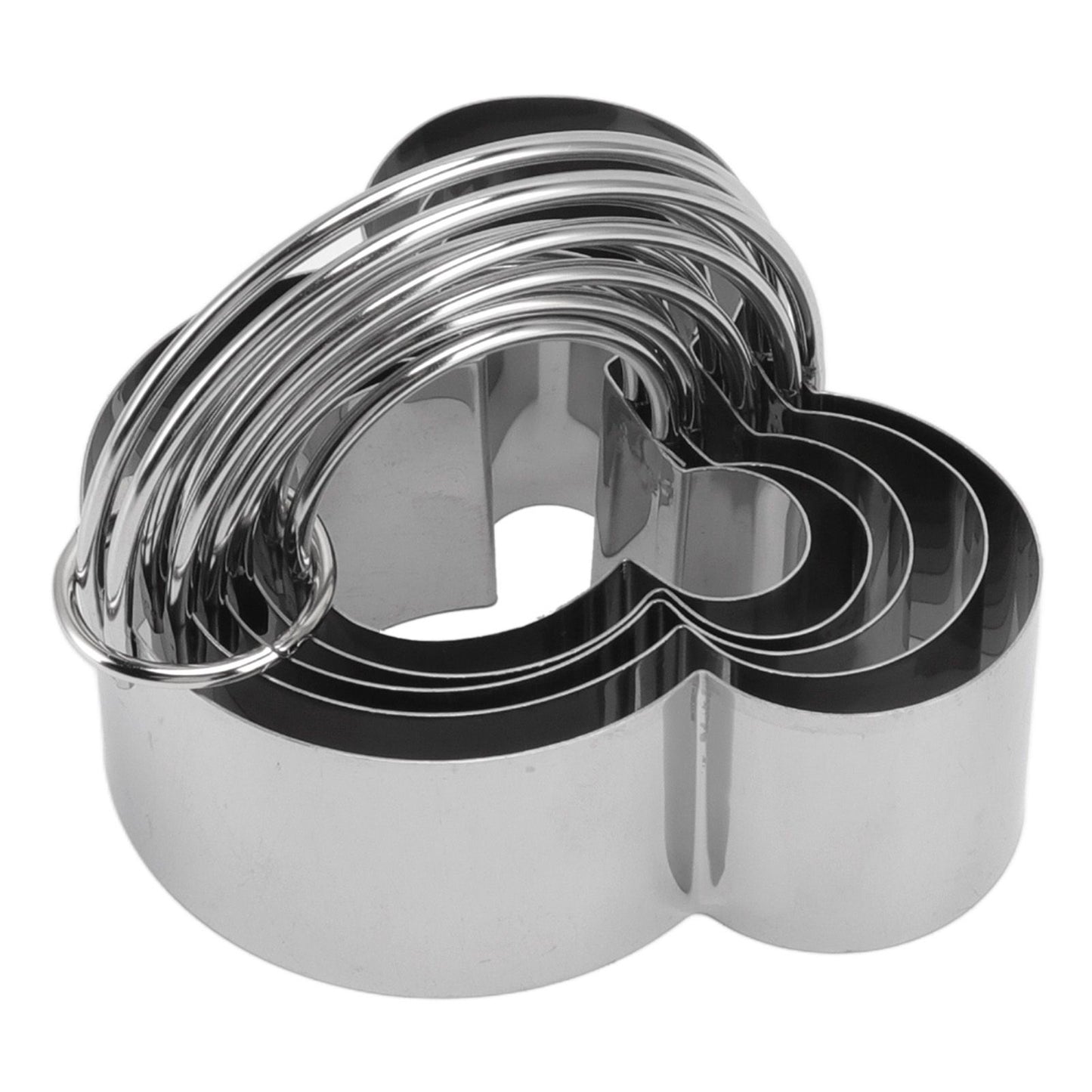 5Pcs Stainless Steel Biscuit Cutter Set Removable Easy Release Professional Cookie Cutter Set with Handle for Baking