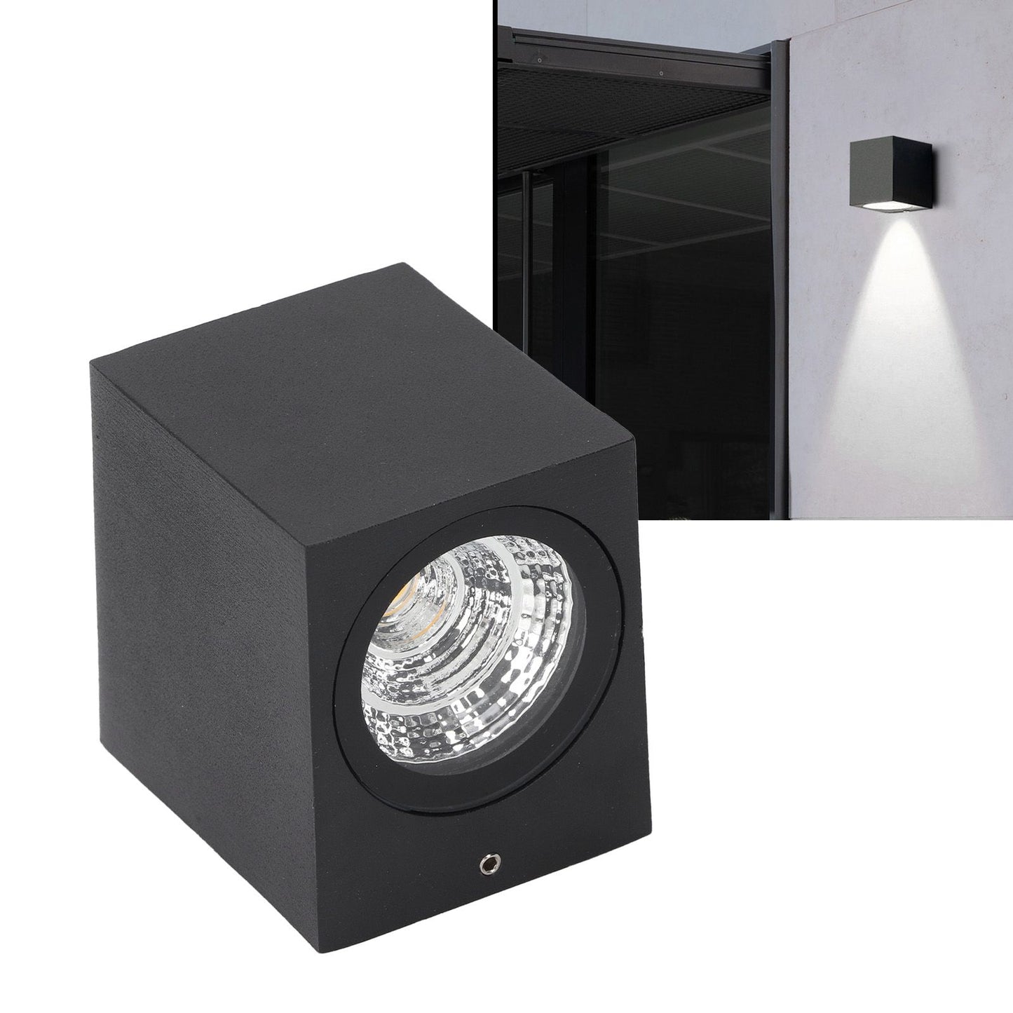 5W Outdoor LED Wall Lamp Light Aluminum Waterproof 85‑265V for Hallway Patio Porch Exterior Light Fixtures 8x7.5x6.5cm White Light