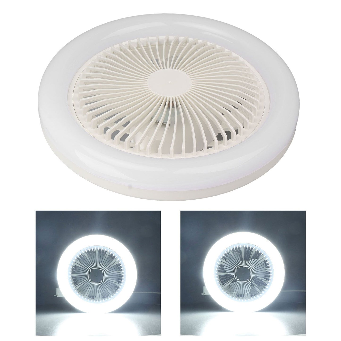 9.8in LED Ceiling Fan Light Quiet 3 Gears Ceiling Fan with E27 Lamp for Living Room 86‑265V White