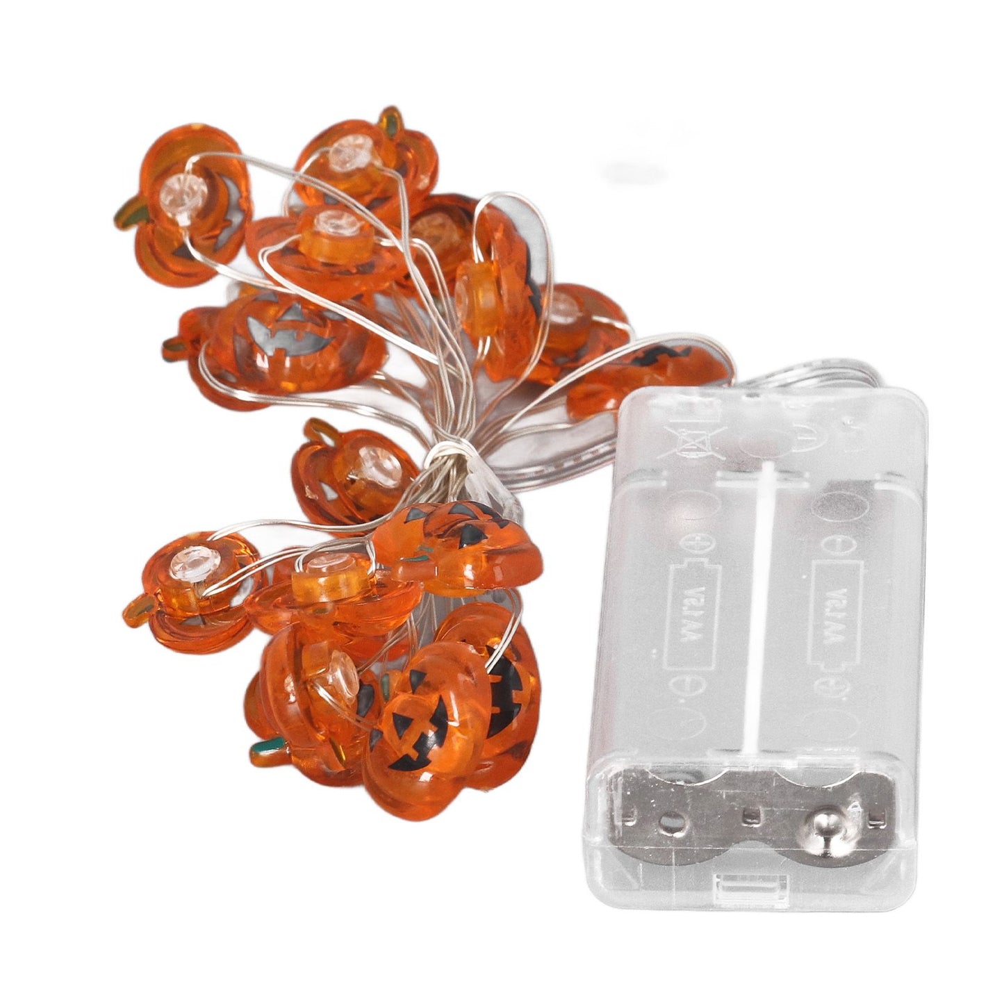 Pumpkin Lights String 2m Long 20pcs LED Copper Wire DIY Battery Powered Decorative Halloween Decor for Indoor Outdoor