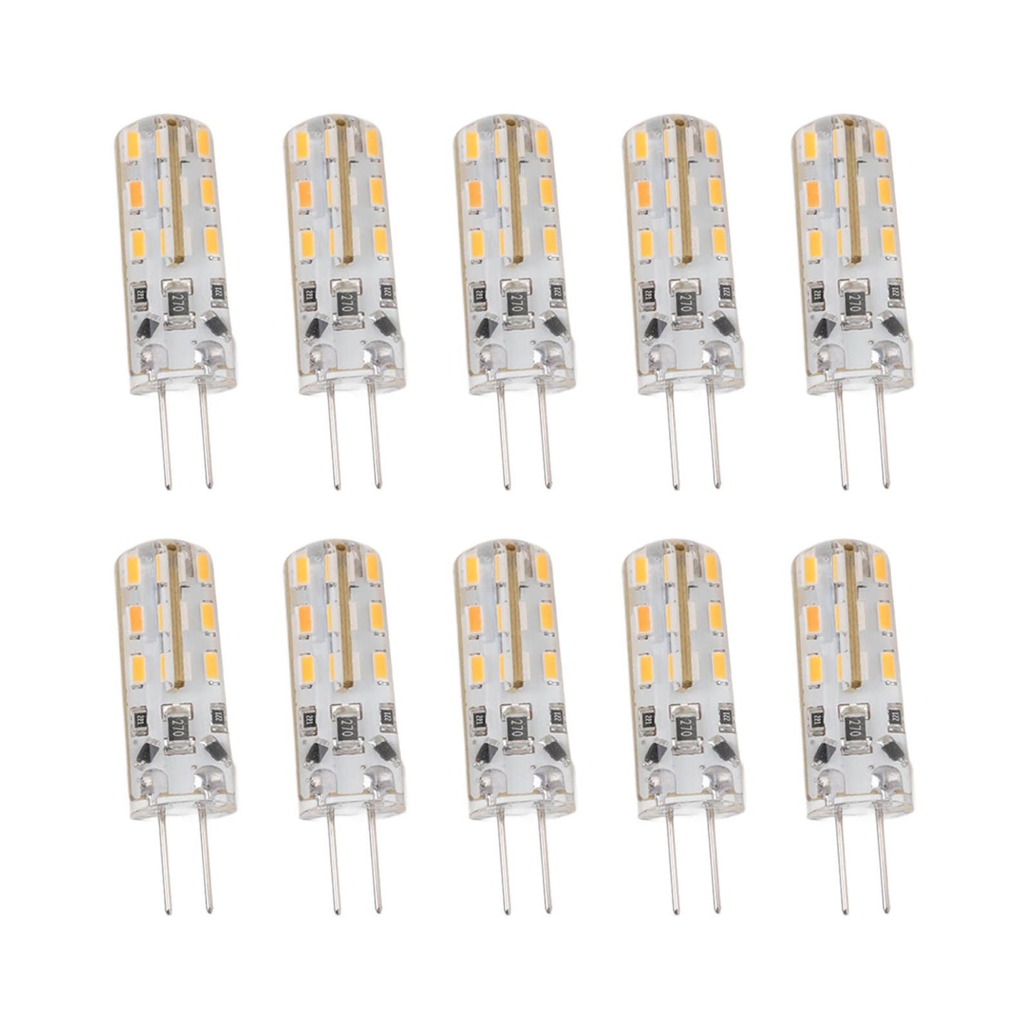 10pcs G4 LED Bulb 1.5W DC12V Warm White 3000K 110LM Bi Pin Light Bulbs LED for Cabinet Lighting Courtyard