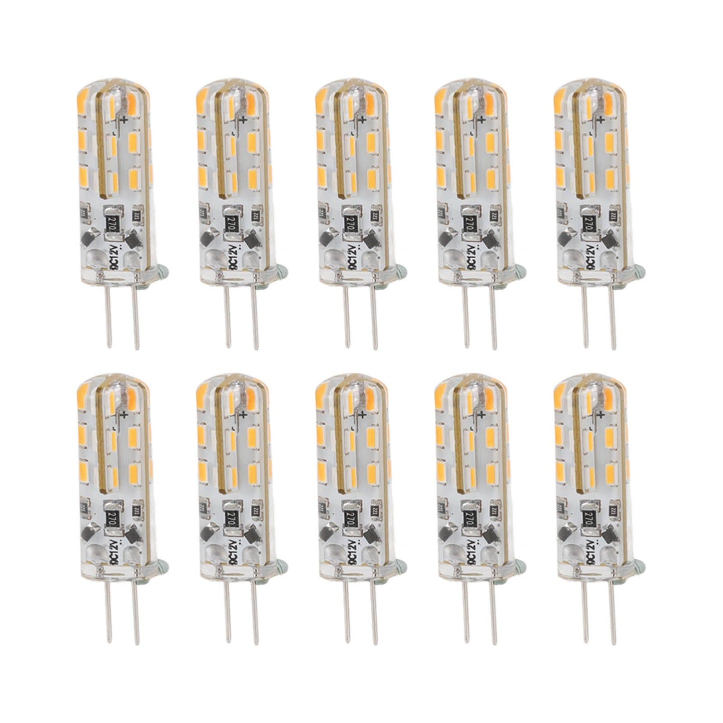 10pcs G4 LED Bulb 1.5W DC12V Warm White 3000K 110LM Bi Pin Light Bulbs LED for Cabinet Lighting Courtyard
