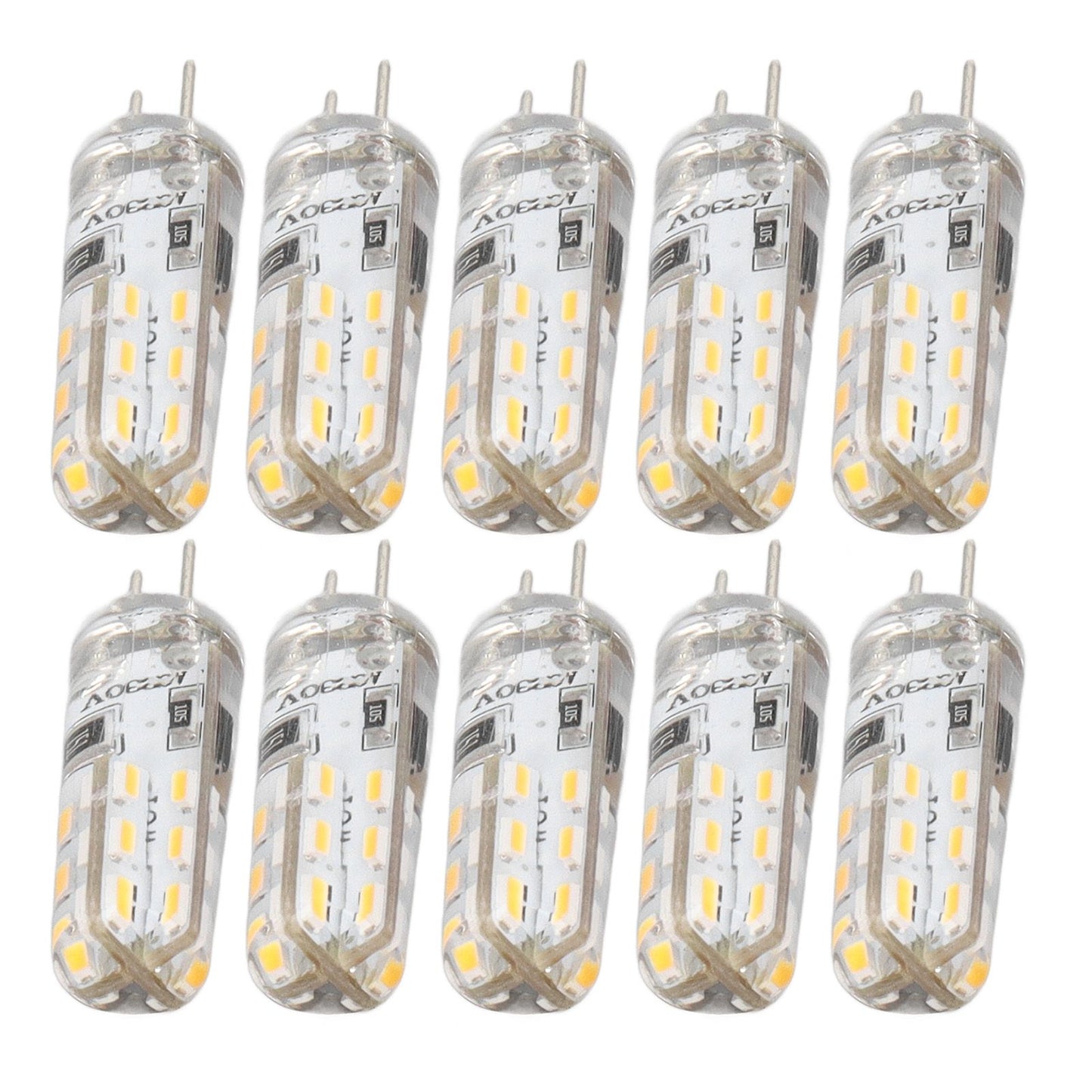 10 Pcs G4 LED Bulbs Bi Pin Base Silicone Warm White 3000K 1.5W AC220V 110LM Landscape Bulbs Replacement