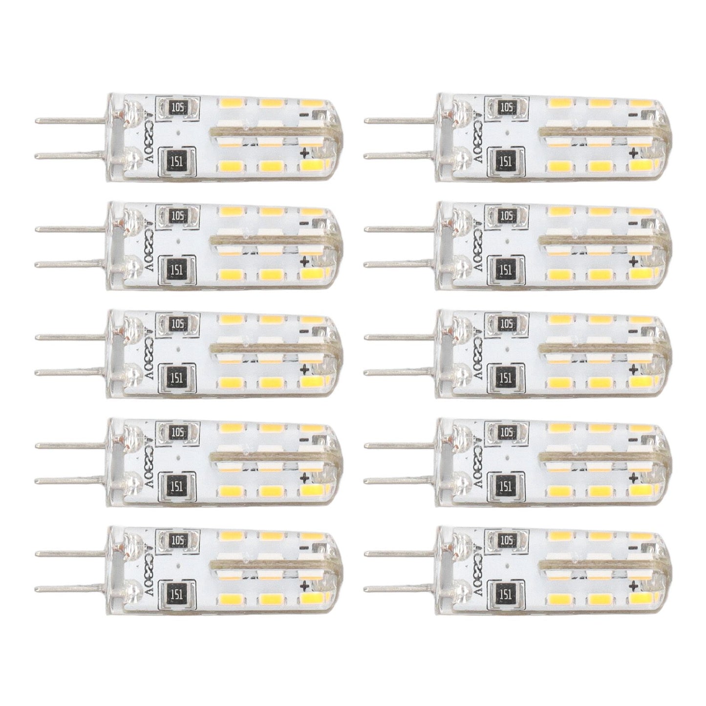 10 Pcs G4 LED Bulbs Bi Pin Base Silicone Warm White 3000K 1.5W AC220V 110LM Landscape Bulbs Replacement