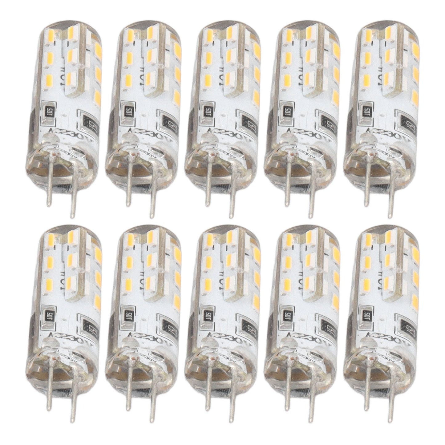 10 Pcs G4 LED Bulbs Bi Pin Base Silicone Warm White 3000K 1.5W AC220V 110LM Landscape Bulbs Replacement