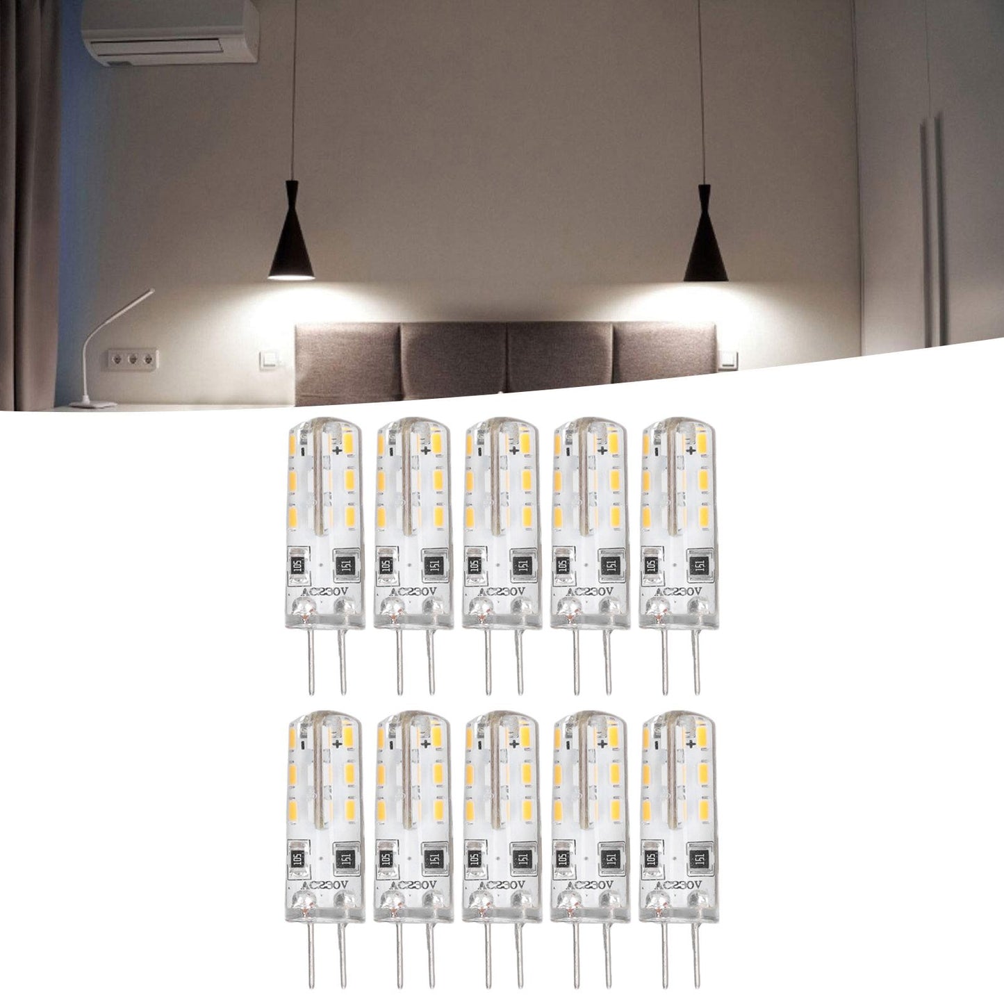 10 Pcs G4 LED Bulbs Bi Pin Base Silicone Warm White 3000K 1.5W AC220V 110LM Landscape Bulbs Replacement