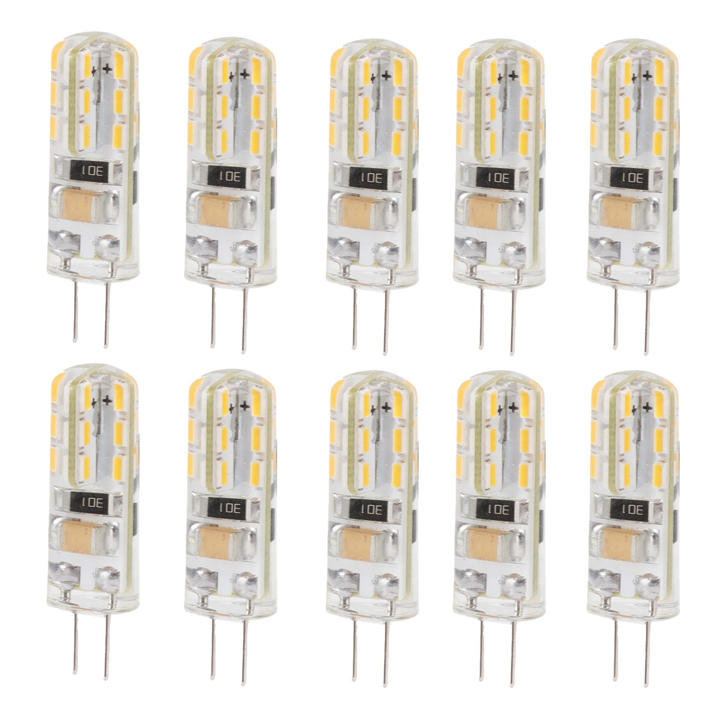 10pcs G4 LED Bulb Double Feet Base 1.5W AC110V 110LM Silicone Light Bulb for Landscape Lighting Courtyard Warm White 3000K