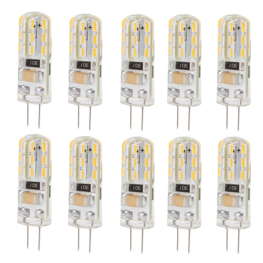 10pcs G4 LED Bulb Double Feet Base 1.5W AC110V 110LM Silicone Light Bulb for Landscape Lighting Courtyard Warm White 3000K