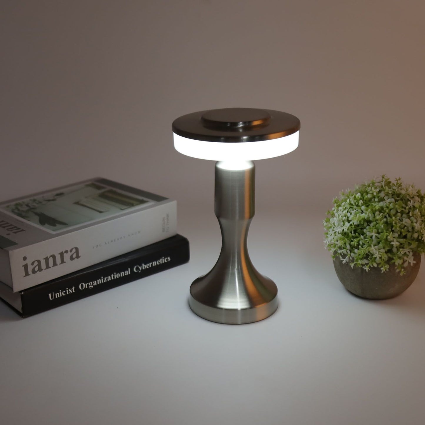Portable LED Table Lamp Touch Sensor 3 Color Temperatures Rechargeable Battery Powered Bedside Night Lamp for Dining Room Silver