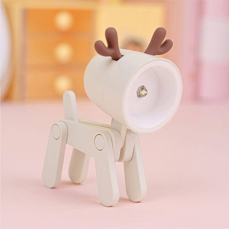Mini Cute Pet Night Light Kawaii LED Desk Lamp Ins Mini Cute Little Phone Stand Decorative Furnishing Articles Beige Deer