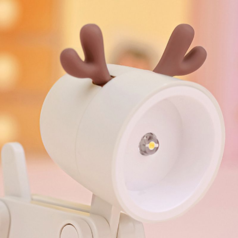 Mini Cute Pet Night Light Kawaii LED Desk Lamp Ins Mini Cute Little Phone Stand Decorative Furnishing Articles Beige Deer
