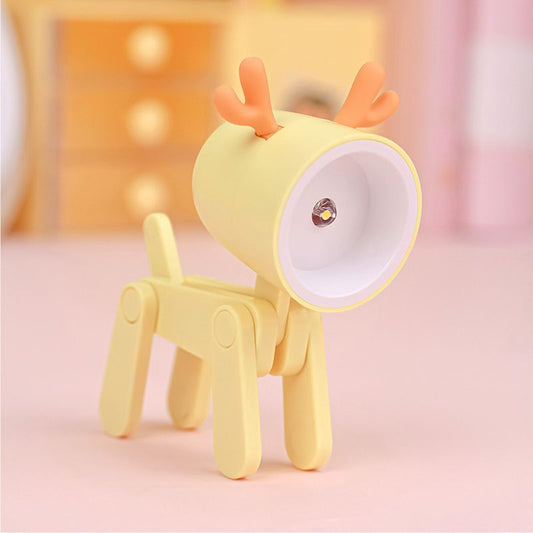 Mini Cute Pet Night Light Kawaii LED Desk Lamp Ins Mini Cute Little Phone Stand Decorative Furnishing Articles Yellow Deer
