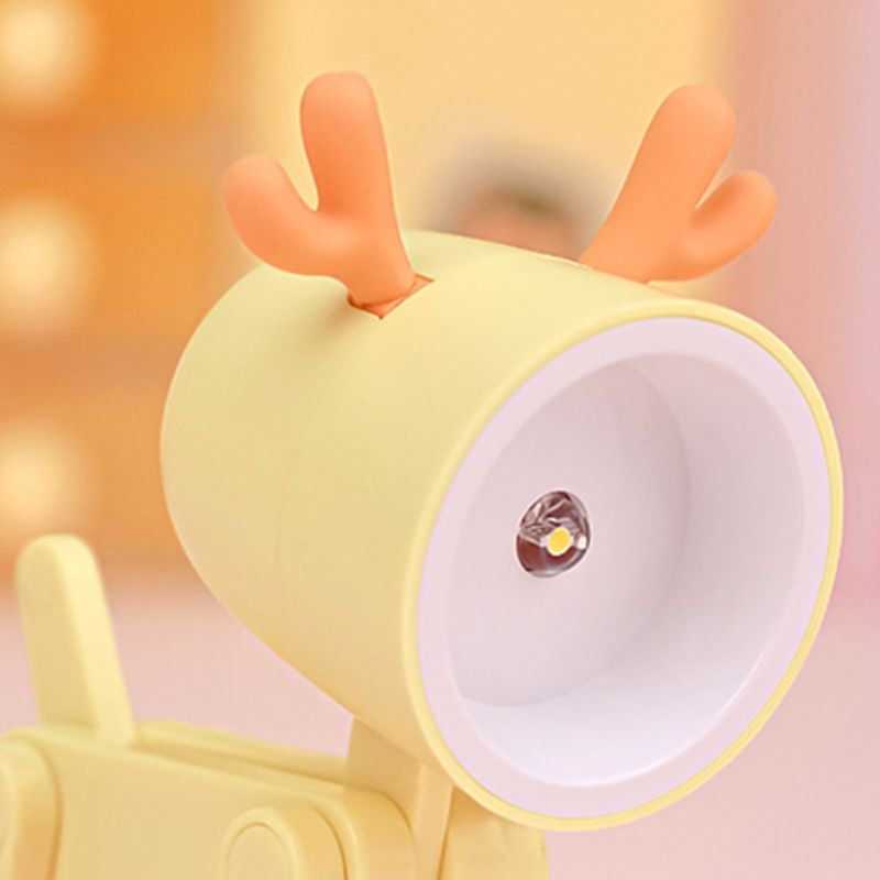 Mini Cute Pet Night Light Kawaii LED Desk Lamp Ins Mini Cute Little Phone Stand Decorative Furnishing Articles Yellow Deer