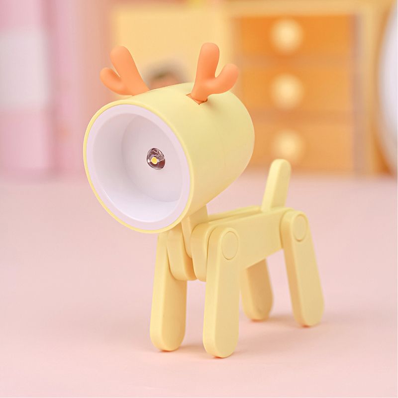 Mini Cute Pet Night Light Kawaii LED Desk Lamp Ins Mini Cute Little Phone Stand Decorative Furnishing Articles Yellow Deer