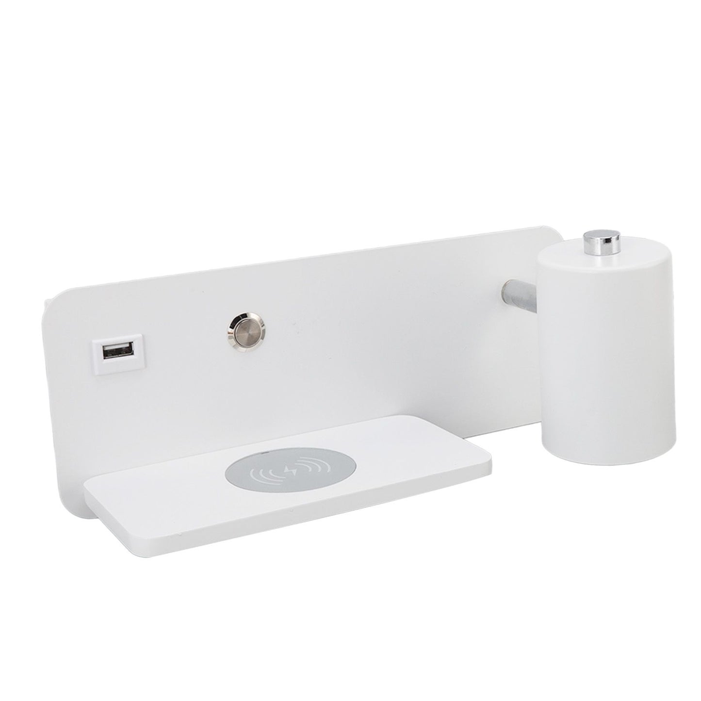 LED Wall Light USB Interface Wireless Charging LED Wall Lamp for Living Room Bedroom 85‑265V White Right