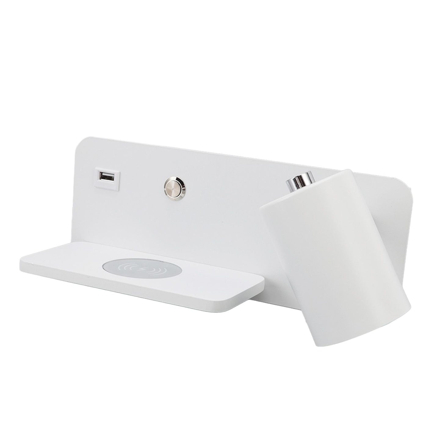 LED Wall Light USB Interface Wireless Charging LED Wall Lamp for Living Room Bedroom 85‑265V White Right