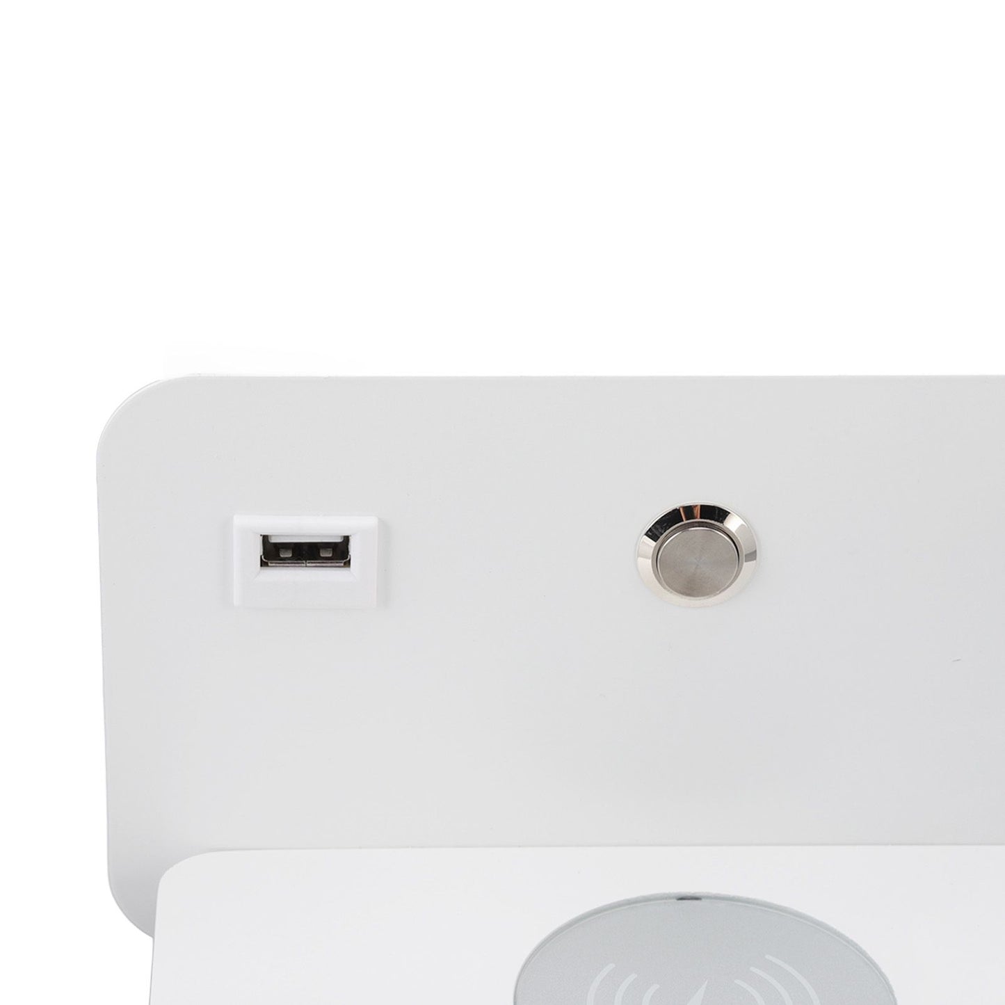 LED Wall Light USB Interface Wireless Charging LED Wall Lamp for Living Room Bedroom 85‑265V White Right