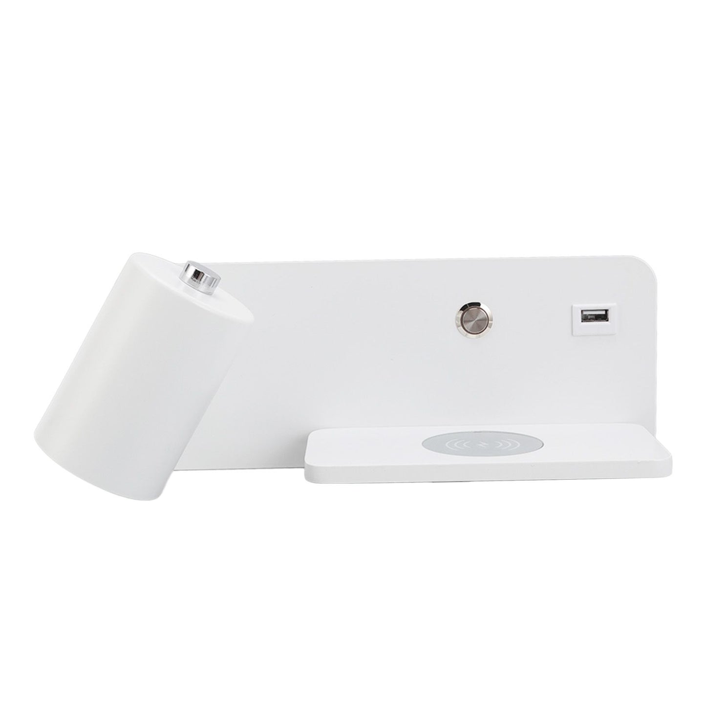 LED Wall Light USB Interface Wireless Charging LED Wall Lamp for Living Room Bedroom 85‑265V White Left