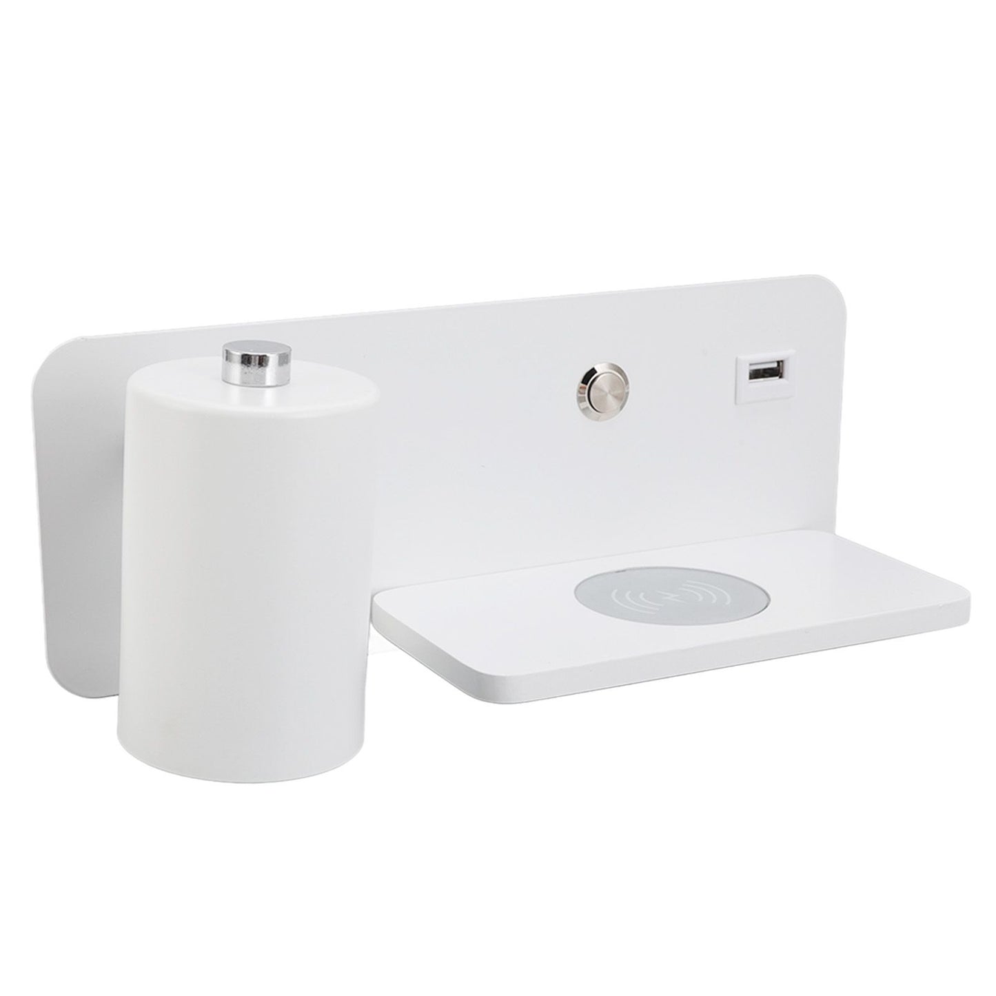 LED Wall Light USB Interface Wireless Charging LED Wall Lamp for Living Room Bedroom 85‑265V White Left