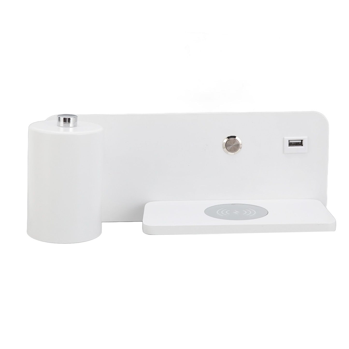 LED Wall Light USB Interface Wireless Charging LED Wall Lamp for Living Room Bedroom 85‑265V White Left