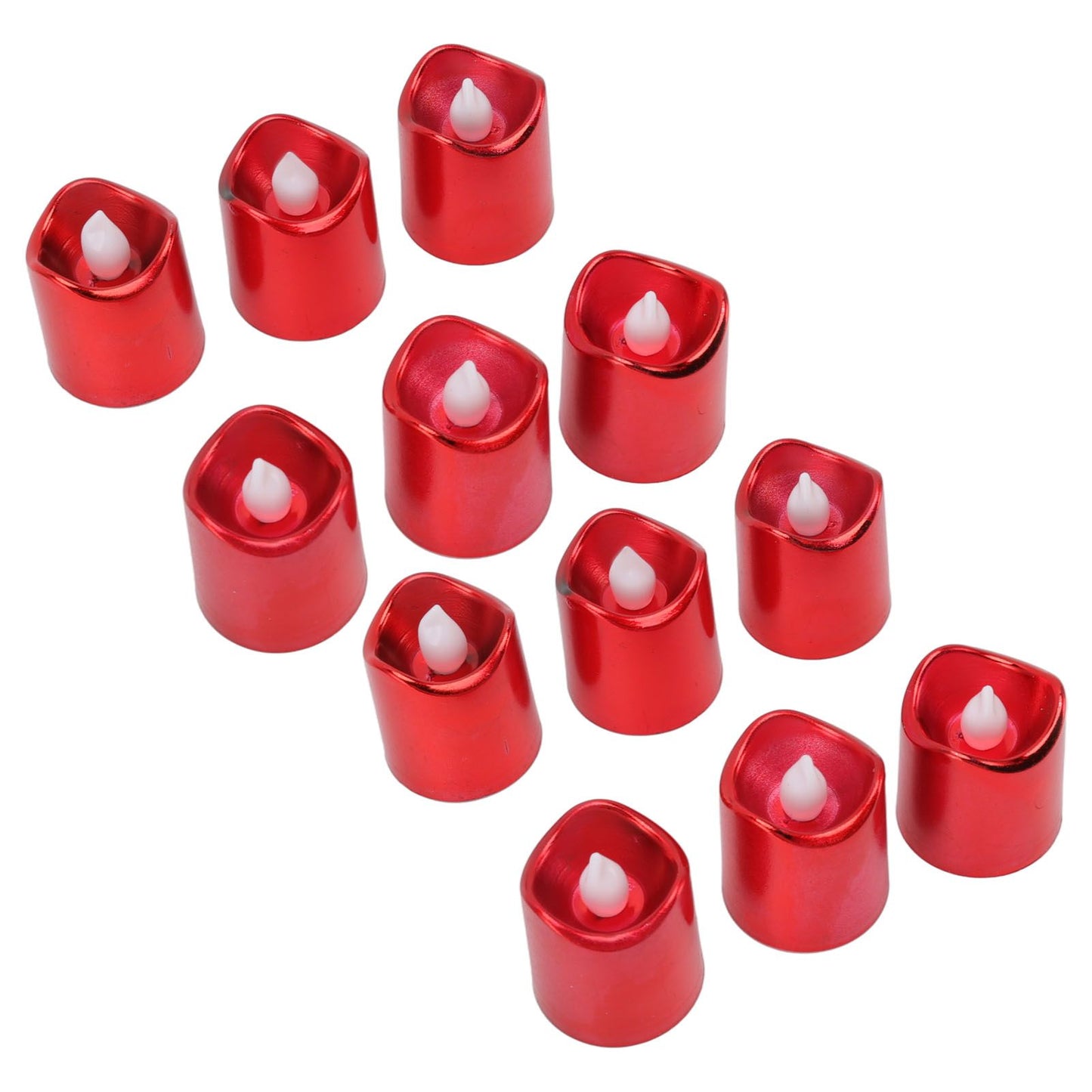 12Pcs Red LED Candle Lamp Warm Light Flameless Electronic LED Candle Light for Christmas Festival Birthday Party Wedding