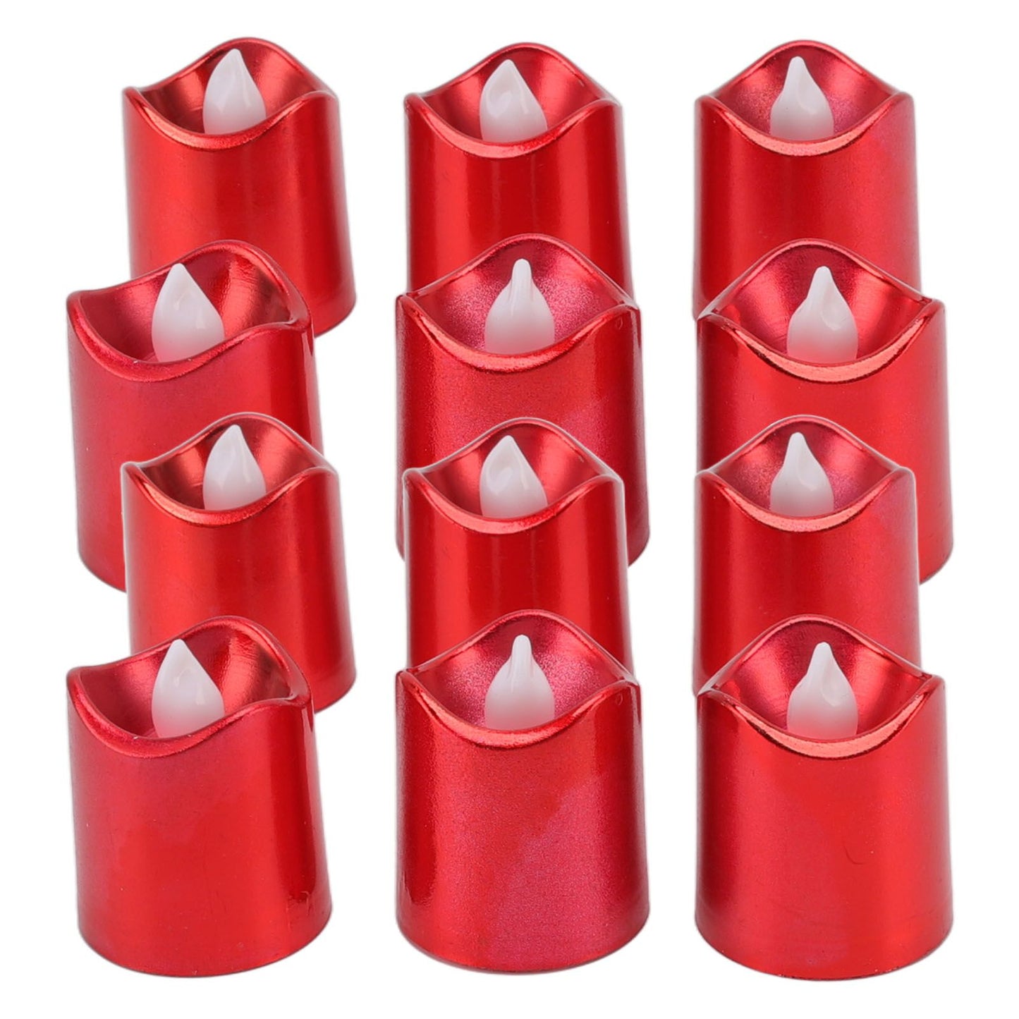 12Pcs Red LED Candle Lamp Warm Light Flameless Electronic LED Candle Light for Christmas Festival Birthday Party Wedding
