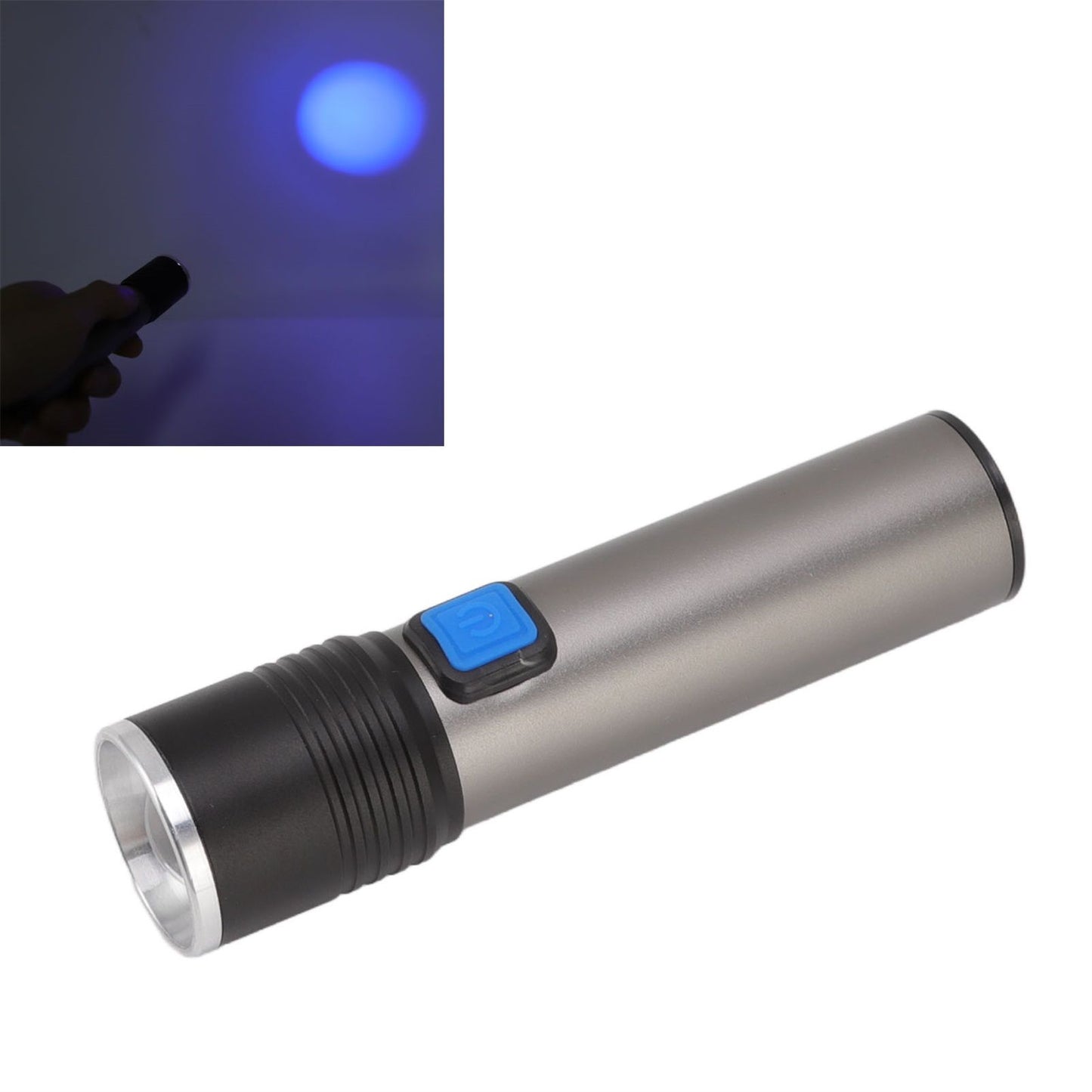365nm UV Flashlight USB Rechargeable LED Mini Portable Handheld Torch Detector for Pet Urine Counterfeit Money Jade