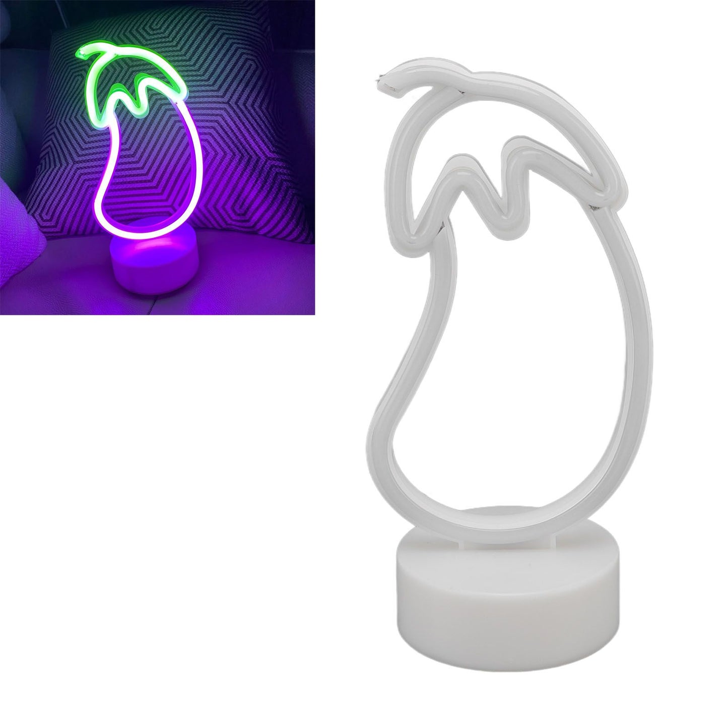Eggplant Neon Sign USB Battery Powered LED Neon Sign Light for Home Neon Decoration
