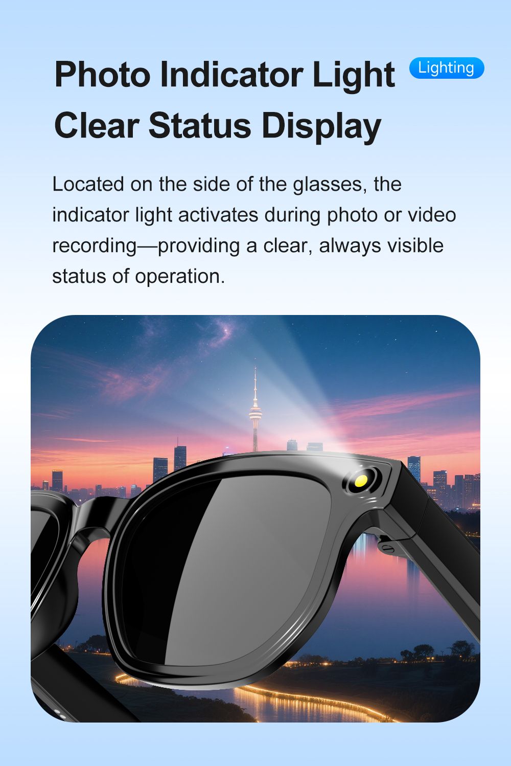 Dth03 AI Smart Sunglasses, UV400 Protection Bluetooth Call Audio Glasses，black