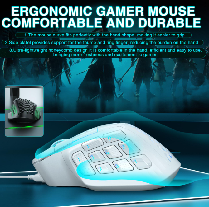 SOLAKAKA SM809 Pro Triple-Mode Wireless Gaming Mouse，white