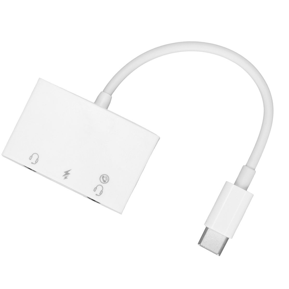 Headphone Splitter 3 in 1 USB to C Transfer Double 3.5mm AUX Audio Headset