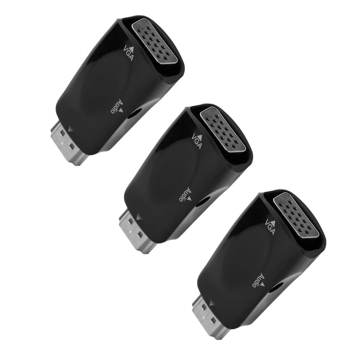 3 Sets HDMI Male to VGA Female Adapter 1080P Video Adapter with Audio Outpu