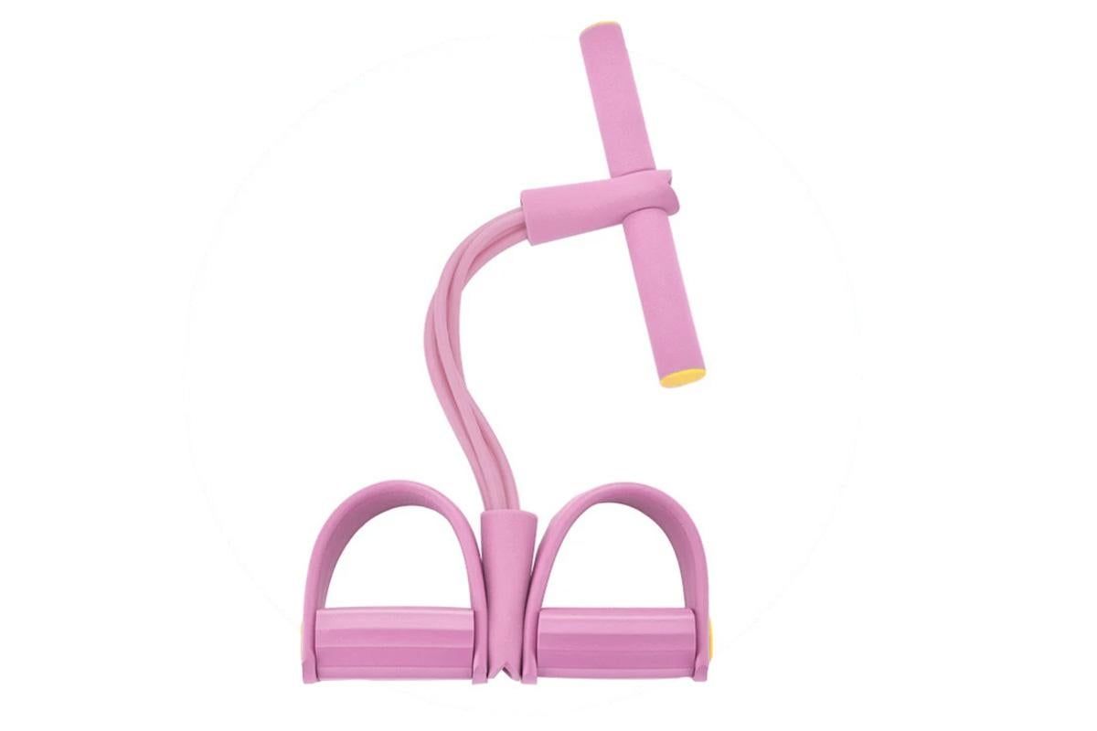 6 Tube Resistance Band Ankle Puller Foot Pedal Fitness Exercise Rope - Pink