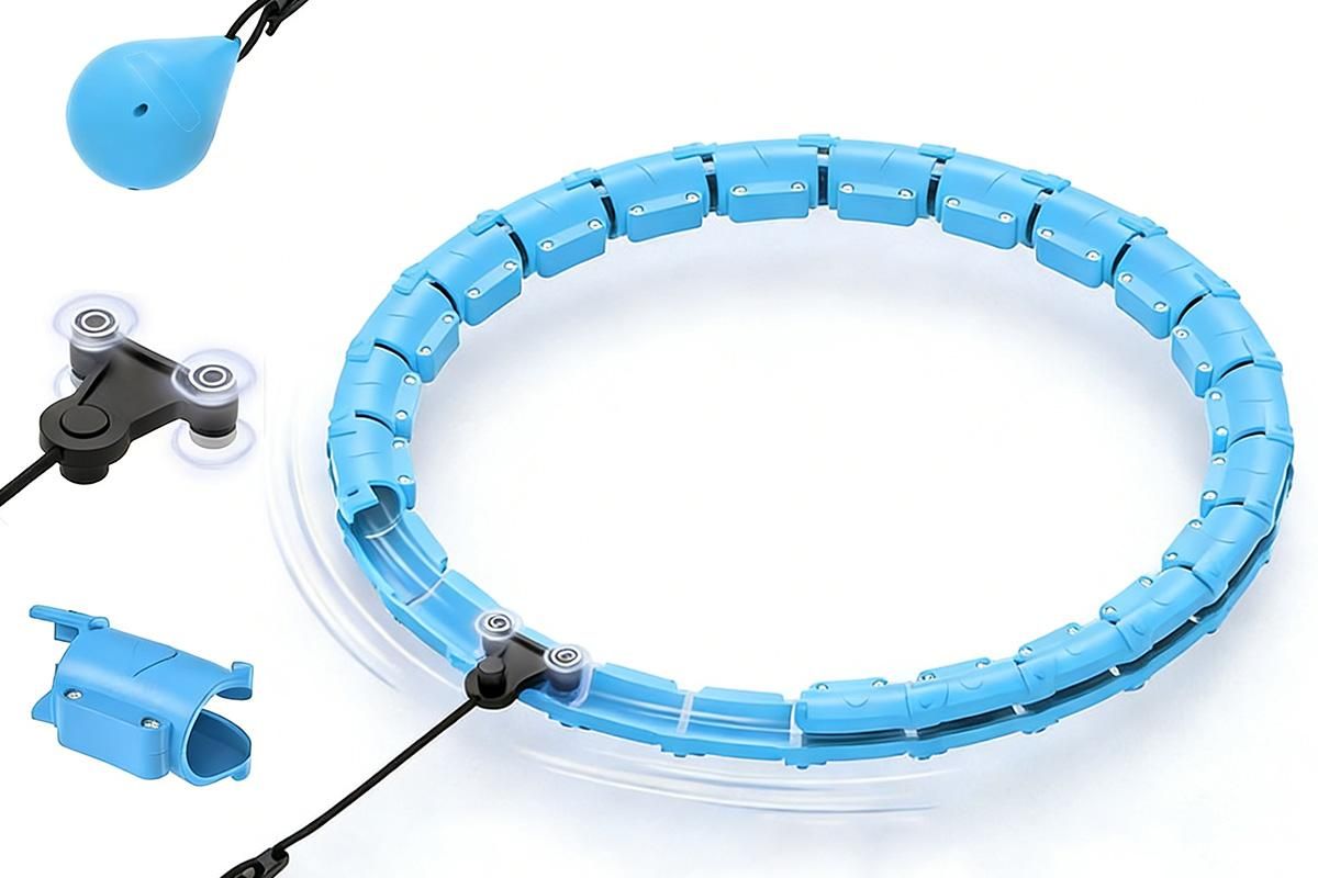 32 Section Weighted Hula Hoop with Massage Rollers - Blue