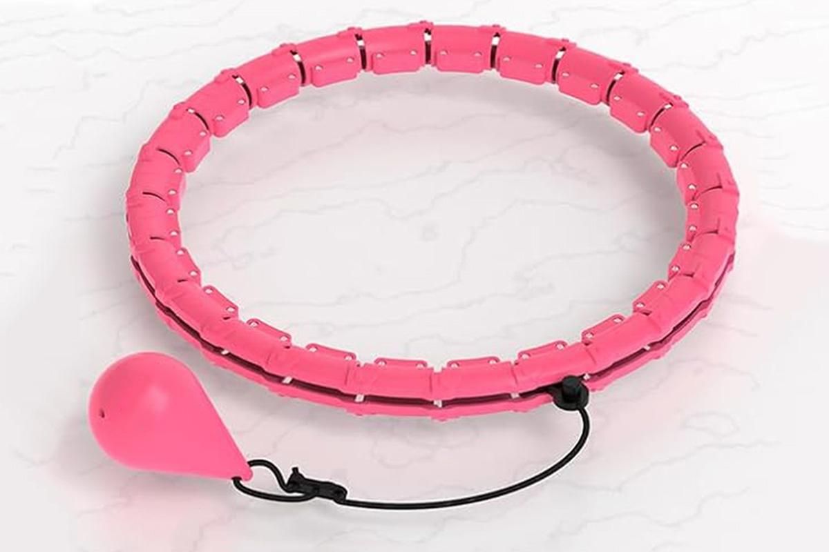 32 Section Weighted Hula Hoop with Massage Rollers - Pink